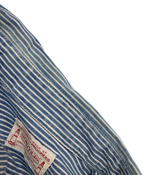 BONCOURA（ボンクラ）BONCOURA (ボンクラ) ハーフボタンストライプシャツ インディゴ サイズ:38の古着・服飾アイテム