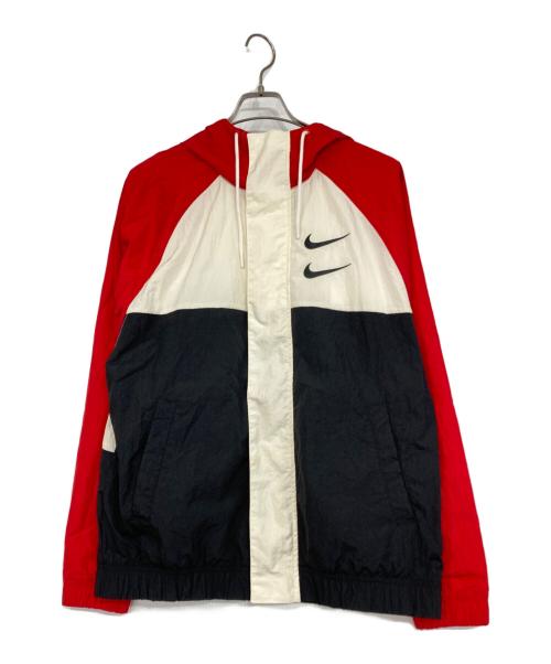 NIKE（ナイキ）NIKE (ナイキ) SWOOSH HOODY WOVEN JACKET ブラック×レッド サイズ:Mの古着・服飾アイテム