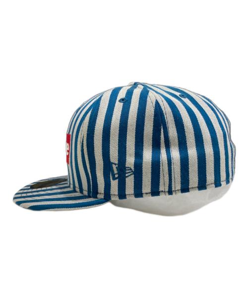 SUPREME（シュプリーム）Supreme (シュプリーム) New Era (ニューエラ) Striped Box Logo New Era Cap ブルー×グレーの古着・服飾アイテム