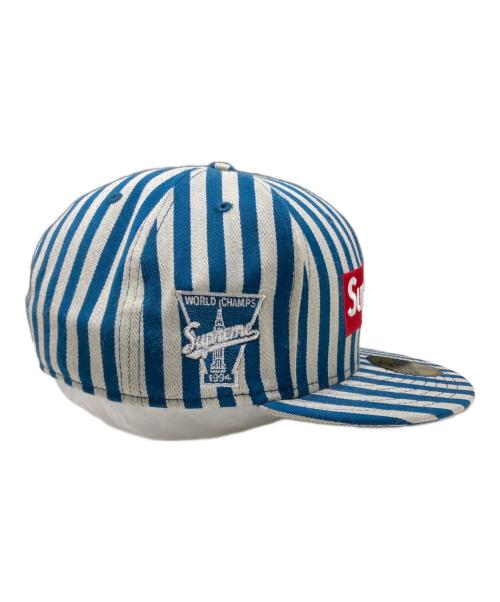 SUPREME（シュプリーム）Supreme (シュプリーム) New Era (ニューエラ) Striped Box Logo New Era Cap ブルー×グレーの古着・服飾アイテム