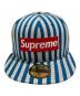 Supreme (シュプリーム) New Era (ニューエラ) Striped Box Logo New Era Cap ブルー×グレー：6000円