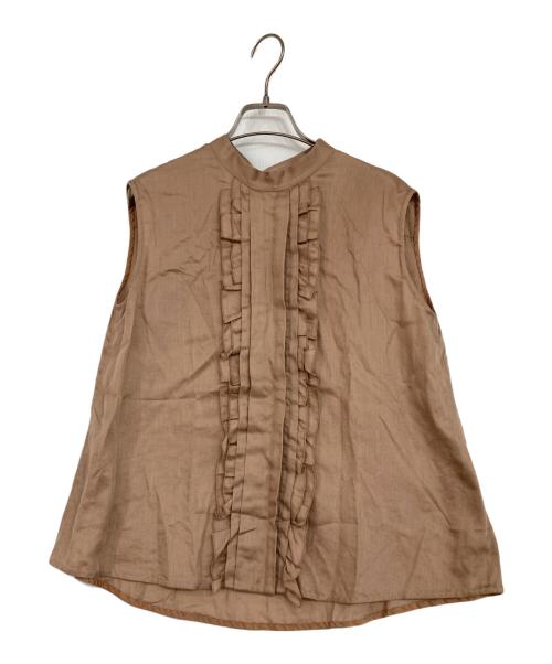 DRAWER（ドゥロワー）Drawer (ドゥロワー) タックブラウス ブラウン サイズ:36の古着・服飾アイテム