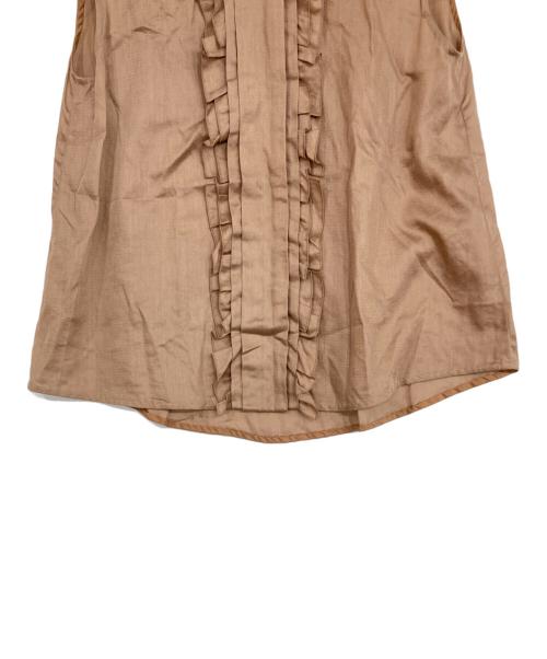 DRAWER（ドゥロワー）Drawer (ドゥロワー) タックブラウス ブラウン サイズ:36の古着・服飾アイテム