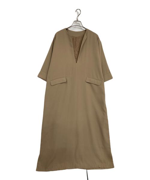 PLUS OTO.HA（プラスオトハ）PLUS OTO.HA (プラスオトハ) キーネックワンピース ベージュ サイズ:表記無しの古着・服飾アイテム