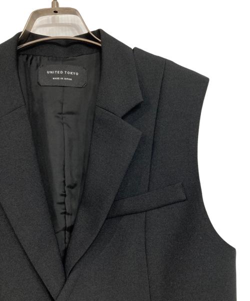 UNITED TOKYO（ユナイテッドトーキョー）UNITED TOKYO (ユナイテッドトーキョー) ベストレイヤードノースリーブジャケット ブラック サイズ:Fの古着・服飾アイテム