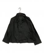MACPHEEマカフィー）の古着「コットンリネンパナマクロス ネックギャザージャケット」｜ブラック