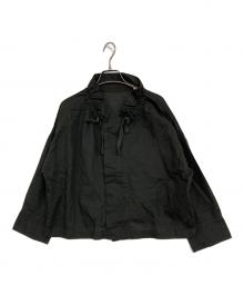 MACPHEE（マカフィー）の古着「コットンリネンパナマクロス ネックギャザージャケット」｜ブラック