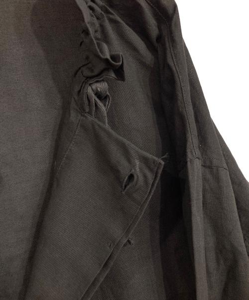 MACPHEE（マカフィー）MACPHEE (マカフィー) コットンリネンパナマクロス ネックギャザージャケット ブラック サイズ:36の古着・服飾アイテム