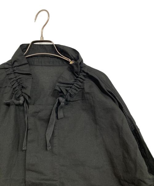 MACPHEE（マカフィー）MACPHEE (マカフィー) コットンリネンパナマクロス ネックギャザージャケット ブラック サイズ:36の古着・服飾アイテム