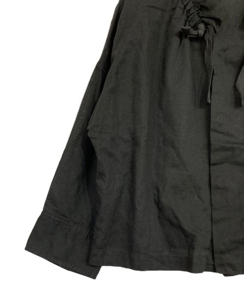 MACPHEE（マカフィー）MACPHEE (マカフィー) コットンリネンパナマクロス ネックギャザージャケット ブラック サイズ:36の古着・服飾アイテム