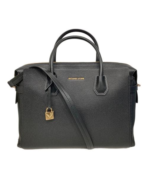 MICHAEL KORS（マイケル・コース）MICHAEL KORS (マイケルコース) Mercer Large Pebbled Leather Belted Satchel ブラックの古着・服飾アイテム