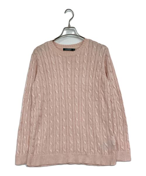 LAUREN RALPH LAUREN（ローレンラルフローレン）LAUREN RALPH LAUREN (ローレンラルフローレン) ケーブルニット ピンク サイズ:SIZE Sの古着・服飾アイテム