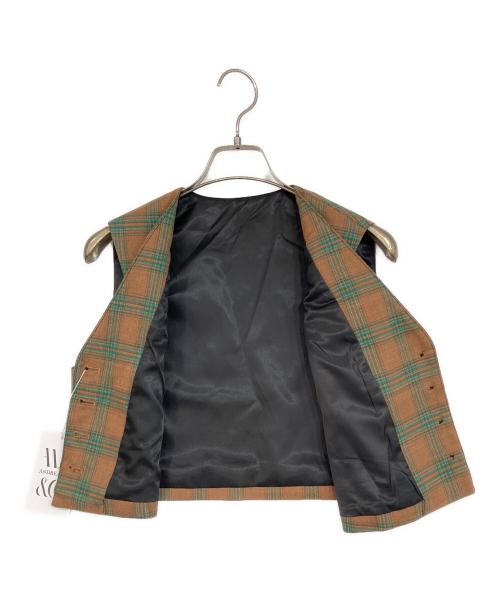 ANDREA&Co.（アンドレアアンドコー）ANDREA&Co. (アンドレアアンドコー) チェック柄ポケットデザインベスト&チェック柄ロングプリーツスカートセットアップ ブラウン×グリーン サイズ:SIZE Lの古着・服飾アイテム