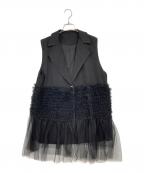 ANDREA&Co.アンドレアアンドコー）の古着「チュールコンビテーラードベスト」｜ブラック