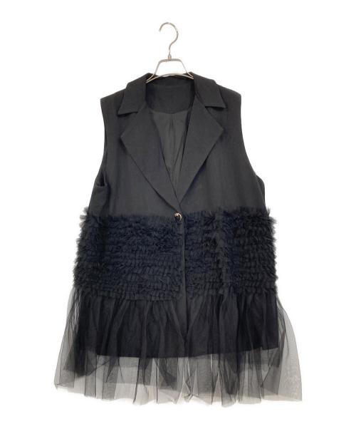 ANDREA&Co.（アンドレアアンドコー）ANDREA&Co. (アンドレアアンドコー) チュールコンビテーラードベスト ブラック サイズ:SIZE Fの古着・服飾アイテム