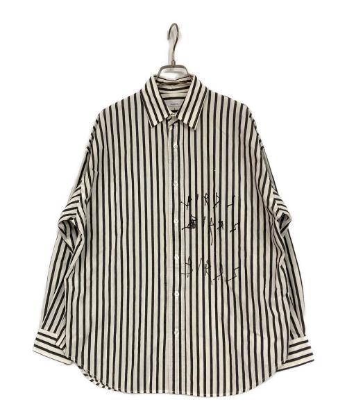 FRAMeWORK（フレームワーク）FRAMeWORK (フレームワーク) LEVIPATA (リーバイパタ) ストライプシャツ ホワイト×グレー サイズ:記載なしの古着・服飾アイテム