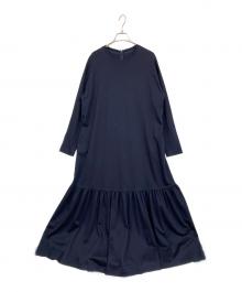 BEARDSLEY（ビアズリー）の古着「コットンポンチ裾ギャザーワンピース」｜ネイビー