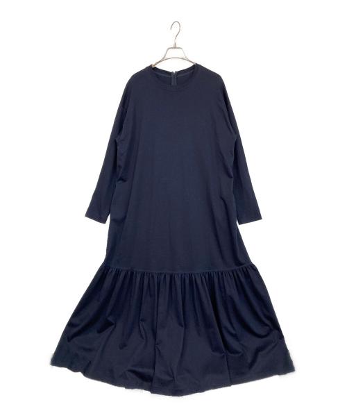 BEARDSLEY（ビアズリー）BEARDSLEY (ビアズリー) コットンポンチ裾ギャザーワンピース ネイビー サイズ:Fの古着・服飾アイテム