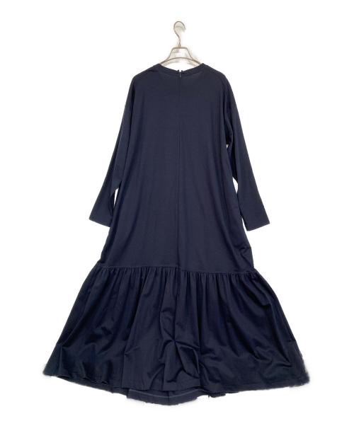 BEARDSLEY（ビアズリー）BEARDSLEY (ビアズリー) コットンポンチ裾ギャザーワンピース ネイビー サイズ:Fの古着・服飾アイテム