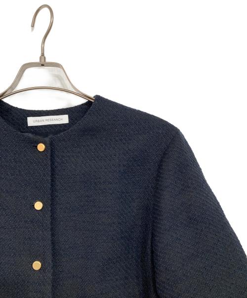 URBAN RESEARCH（アーバンリサーチ）URBAN RESEARCH (アーバンリサーチ) ノーカラーツイードジャケット ネイビー サイズ:FREEの古着・服飾アイテム