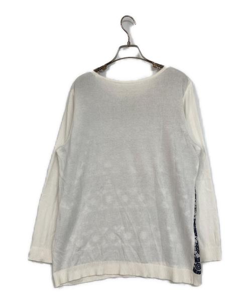 Leilian（レリアン）Leilian (レリアン) ニット ホワイト×ブルー サイズ:13＋の古着・服飾アイテム
