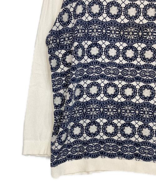 Leilian（レリアン）Leilian (レリアン) ニット ホワイト×ブルー サイズ:13＋の古着・服飾アイテム