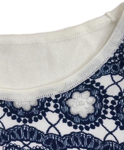 Leilian（レリアン）Leilian (レリアン) ニット ホワイト×ブルー サイズ:13＋の古着・服飾アイテム