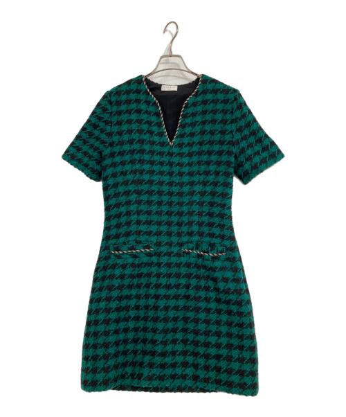 Sandro（サンドロ）Sandro (サンドロ) SHORT TWEED DRESS グリーン サイズ:38の古着・服飾アイテム