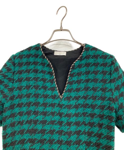 Sandro（サンドロ）Sandro (サンドロ) SHORT TWEED DRESS グリーン サイズ:38の古着・服飾アイテム