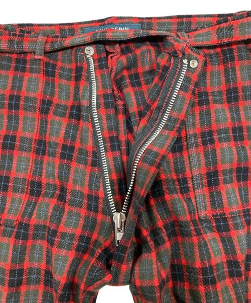 PHINGERIN（フィンガリン）PHINGERIN (フィンガリン) チェックボンテージパンツ レッド×グリーン サイズ:Mの古着・服飾アイテム