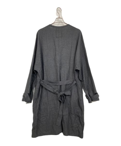 SYU.（シュウ）SYU. (シュウ) ノーカラーチェックコート グレー サイズ:1の古着・服飾アイテム