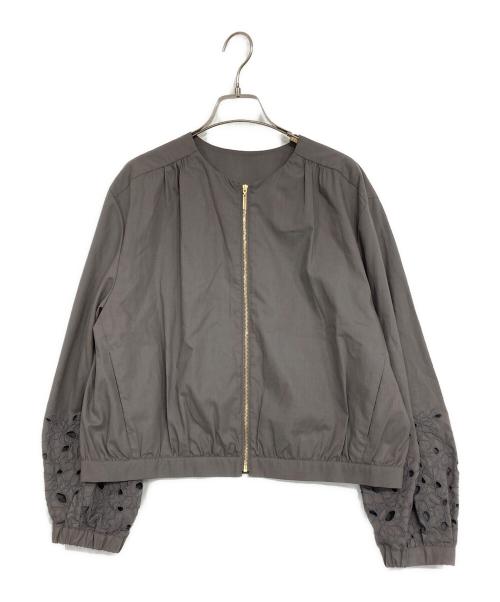 自由区（ジユウク）自由区 (ジユウク) テンセルコットンエンブロイダリー ジャケット グレー サイズ:38の古着・服飾アイテム