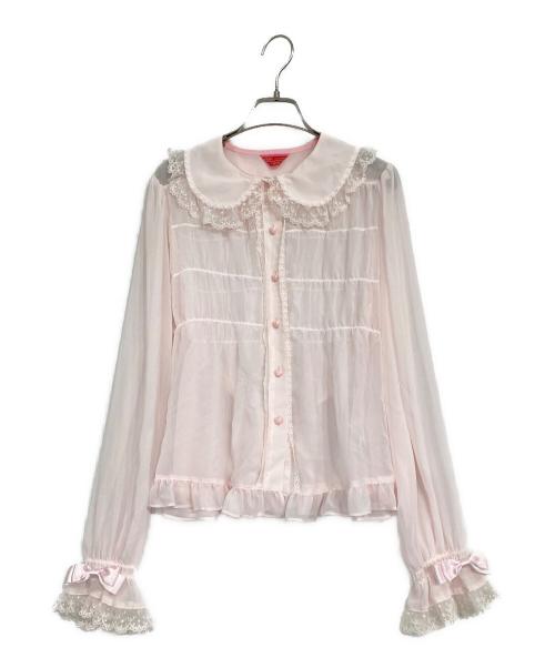 BABY,THE STARS SHINE BRIGHT（ベイビーザスターズシャインブライト）BABY,THE STARS SHINE BRIGHT (ベイビーザスターズシャインブライト) シフォンベビードールブラウス ピンク サイズ:SIZE Freeの古着・服飾アイテム