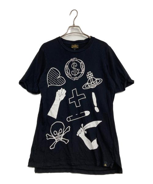 Vivienne Westwood ANGLOMANIA（ヴィヴィアンウエストウッドアングロマニア）Vivienne Westwood ANGLOMANIA (ヴィヴィアンウエストウッドアングロマニア) プリントカットソー ブラック サイズ:Sの古着・服飾アイテム