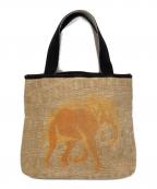 HUNTING WORLDハンティングワールド）の古着「ジャガードトートバッグ」｜ベージュ×オレンジ