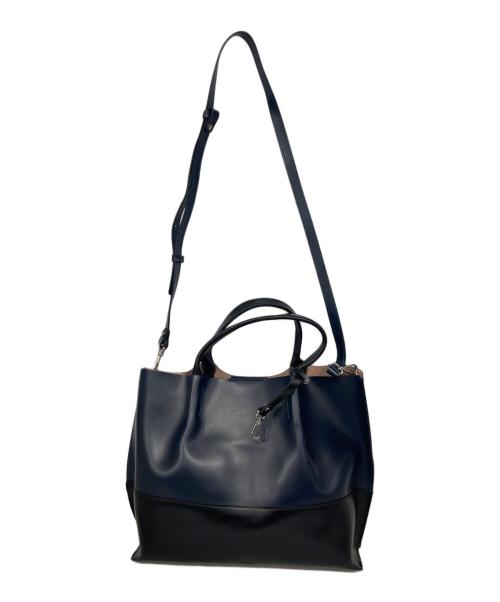 GIANNI CHIARINI（ジャンニ キアリーニ）GIANNI CHIARINI (ジャンニ キアリーニ) 2WAYバイカラーバッグ ネイビー×ブラックの古着・服飾アイテム