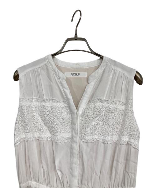 HER LIP TO（ハーリップトゥ）Her lip to (ハーリップトゥ) Scala Lace-Trimmed Dress ホワイト サイズ:Mの古着・服飾アイテム