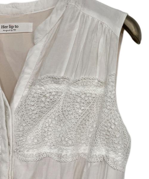 HER LIP TO（ハーリップトゥ）Her lip to (ハーリップトゥ) Scala Lace-Trimmed Dress ホワイト サイズ:Mの古着・服飾アイテム