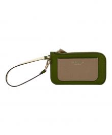 Kate Spade（ケイトスペード）の古着「アヴァ カラーブロックド コイン カード ケース リスレット」｜グリーン×ベージュ