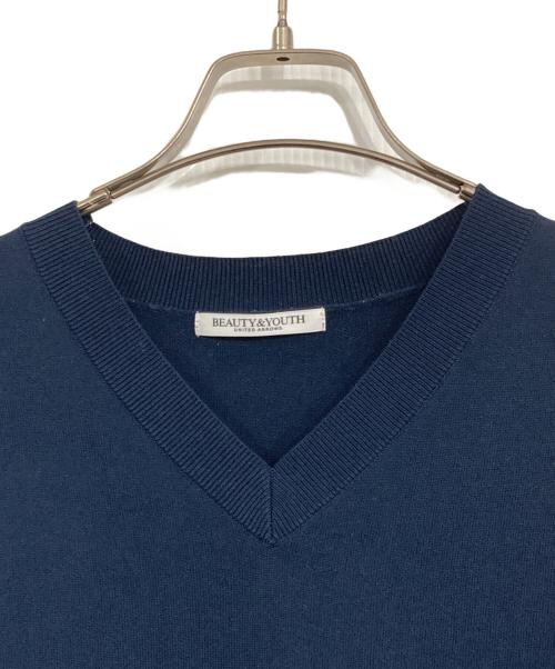 BEAUTY&YOUTH（ビューティーアンドユース）BEAUTY&YOUTH (ビューティーアンドユース) コットンナイロン Vネック プルオーバー ―ウォッシャブル― ネイビー サイズ:記載なしの古着・服飾アイテム