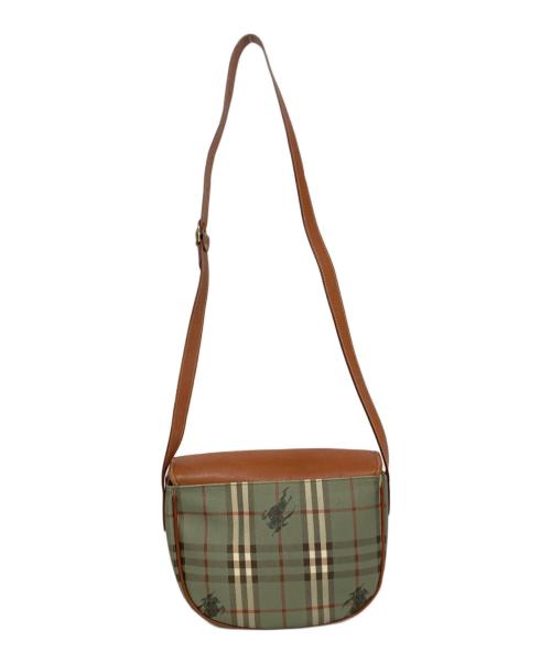 Burberry's（バーバリーズ）Burberry's (バーバリーズ) シャドーホースフラップショルダーバッグ ブラウン×グリーンの古着・服飾アイテム