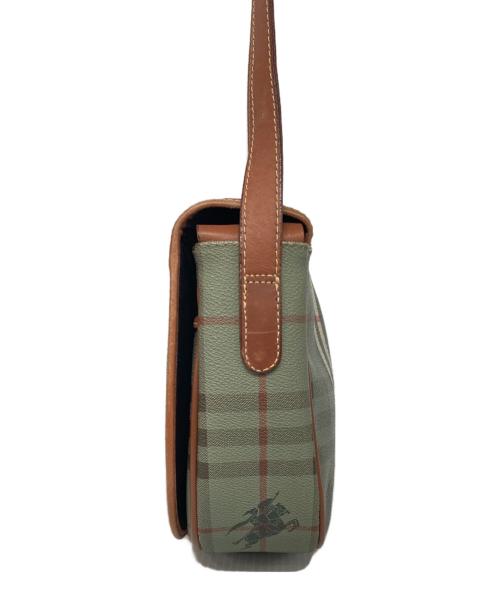 Burberry's（バーバリーズ）Burberry's (バーバリーズ) シャドーホースフラップショルダーバッグ ブラウン×グリーンの古着・服飾アイテム