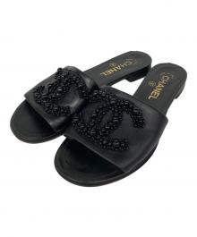 CHANEL（シャネル）の古着「ビーズココマークサンダル」｜ブラック