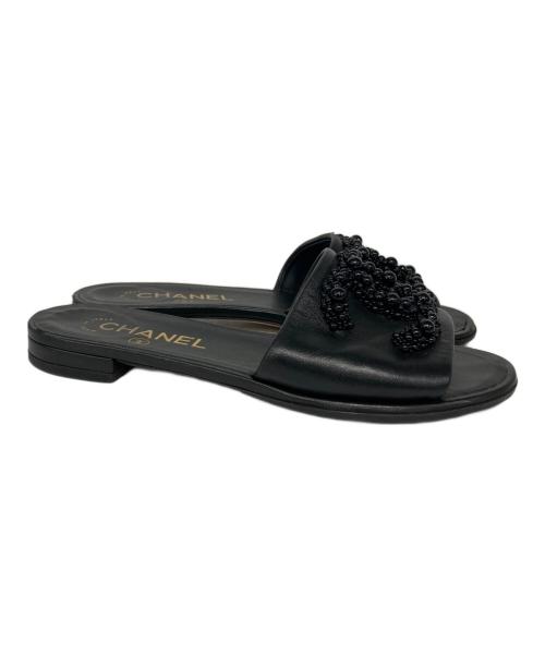 CHANEL（シャネル）CHANEL (シャネル) ビーズココマークサンダル ブラック サイズ:35 1/2 Cの古着・服飾アイテム