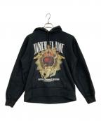 SUGATAスガタ）の古着「INNER FLAMEプリントパーカー」｜ブラック