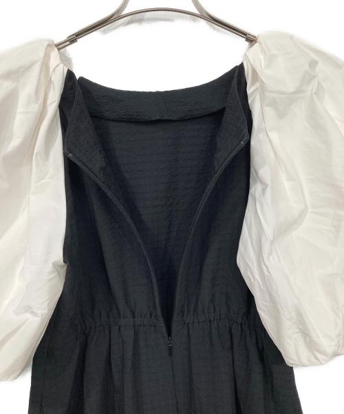 Maglie le cassetto（マーリエ ル カセット）Maglie le cassetto (マーリエ ル カセット) バルーンスリーブワンピース ホワイト×ブラック サイズ:9の古着・服飾アイテム