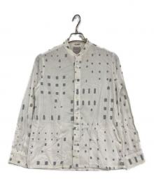SOU・SOU（ソウソウ）の古着「総柄ノーカラーシャツ」｜ホワイト×グレー
