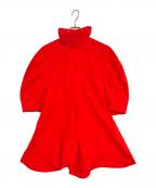 ENFOLDエンフォルド）の古着「Washedタイプライター オフネックペプラム P.O」｜レッド