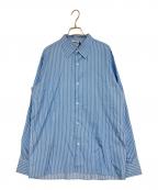 AURALEEオーラリー）の古着「COTTON SILK STRIPE DOUBLEーCUFF SHIRT/コットンシルクストライプダブルカフスシャツ」｜ブルー