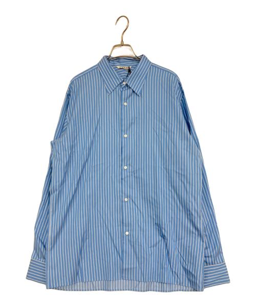 AURALEE（オーラリー）AURALEE (オーラリー) COTTON SILK STRIPE DOUBLEーCUFF SHIRT/コットンシルクストライプダブルカフスシャツ ブルー サイズ:4の古着・服飾アイテム